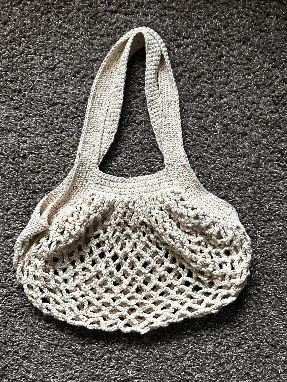 Handmade Cream Crochet Mesh Market Bag